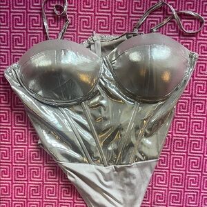 Silver one piece bodysuit women’s 2XL